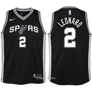 Camiseta Autentico Nino San Antonio Spurs Leonard #2 2017-18 Negro