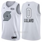 Camiseta All Star 2018 Blazers Damian Lillard #0 Blanco
