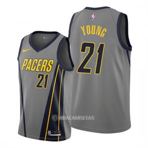 Camiseta Indiana Pacers Thaddeus Young #21 Ciudad Edition Gris
