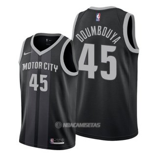 Camiseta Detroit Pistons Sekou Doumbouya #45 Ciudad 2019-20 Negro