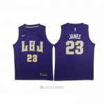 Camiseta LBJ Los Angeles Lakers Lebron James #23 Violeta