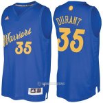 Camiseta Autentico Navidad Golden State Warriors Durant #35 2016-17 Azul