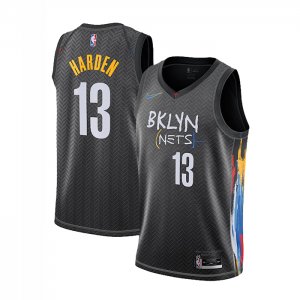 Camiseta Brooklyn Nets James Hardenl #13 Ciudad 2020-21 Negro
