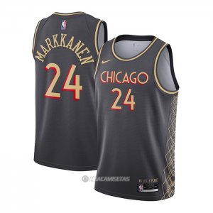 Camiseta Chicago Bulls Lauri Markkanene #24 Ciudad 2020-21 Gris