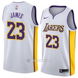 Camiseta Los Angeles Lakers Lebron James #23 Association 2018 Blanco