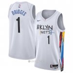 Camiseta Brooklyn Nets Mikal Bridges #1 Ciudad 2022-23 Blanco