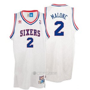 Camiseta Retro Philadelphia 76ers Malone #2 Blanco
