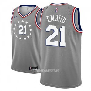 Camiseta Philadelphia 76ers Joel Embiid #21 Ciudad 2018-19 Gris