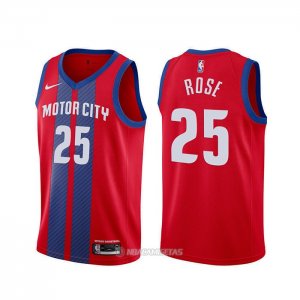 Camiseta Detroit Pistons Derrick Rose #25 Ciudad 2019-20 Rojo