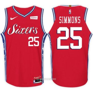 Camiseta Autentico Philadelphia 76ers Simmons #25 2017-18 Rojo