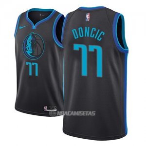 Camiseta Dallas Mavericks Luka Doncic #77 Ciudad 2018-19 Azul