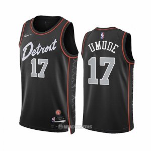 Camiseta Detroit Pistons Stanley Umude #17 Ciudad 2023-24 Negro