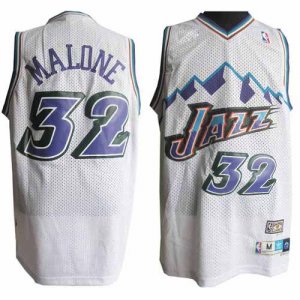 Camiseta retro de Malone Utah Jazz #32 Blanco