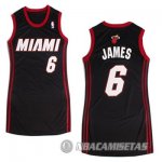 Camiseta Mujer de James Miami Heat #6 Negro