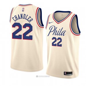 Camiseta Philadelphia 76ers Wilson Chandler #22 Ciudad 2018 Crema