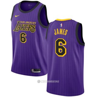 Camiseta Los Angeles Lakers Lebron James #6 2019-20 Ciudad Violeta