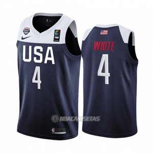 Camiseta USA Derrick White #4 2019 FIBA Basketball World Cup Azul