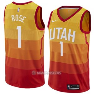 Camiseta Utah Jazz Derrick Rose #1 Ciudad 2018 Amarillo