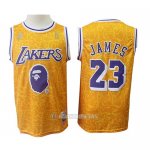 Camiseta Los Angeles Lakers Lebron James #23 Mitchell & Ness Amarillo