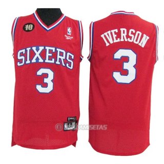 Camiseta Philadelphia 76ers Allen Iverson #3 10th Retro Rojo