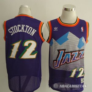 Camiseta Utah Jazz Retro Stockton #12 Purpura