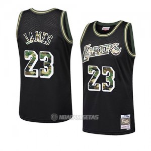 Camiseta Los Angeles Lakers Lebron James #23 Camuflaje Negro
