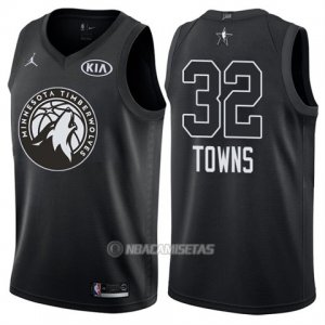 Camiseta All Star 2018 Timberwolves Karl-anthony Towns #32 Negro